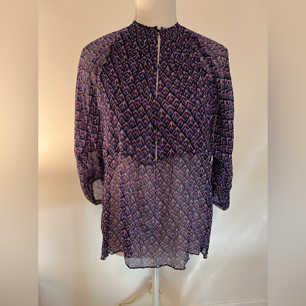 Apiece Apart Printed Sheer Silk Blouse size XS